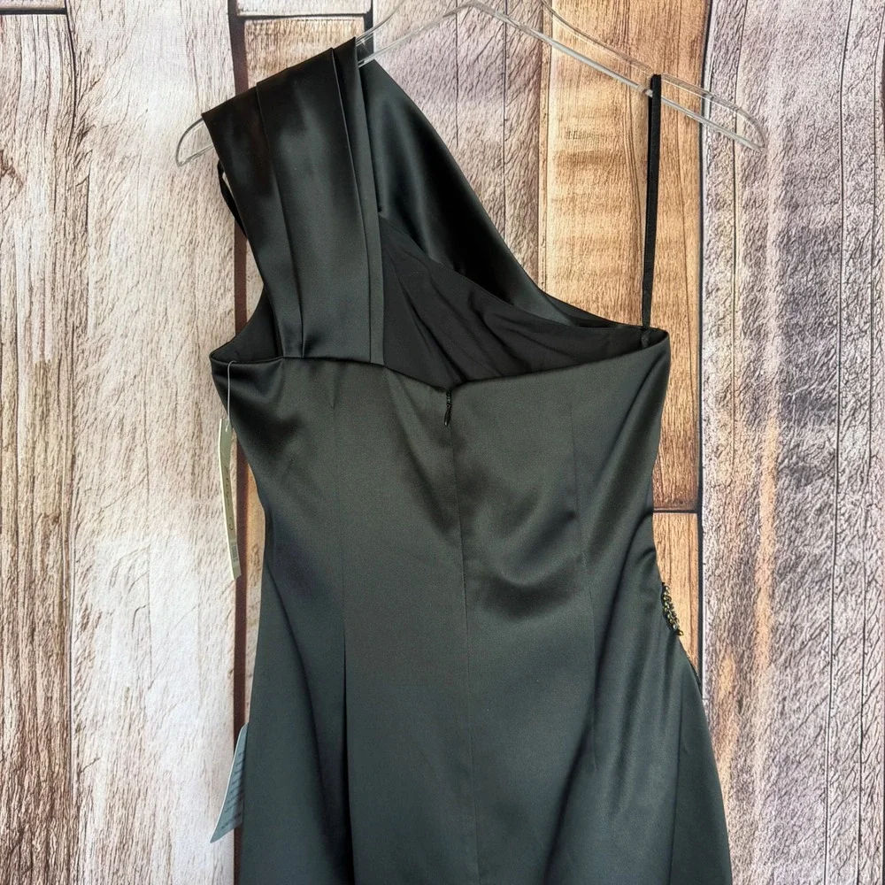 Eliza J One Shoulder Cocktail Dress Black Elegant Evening Formal Chic Size 4 NWT - Picture 5 of 10